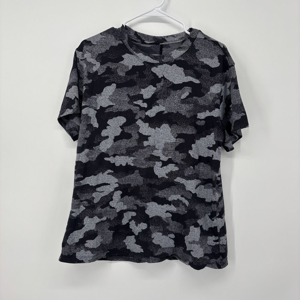 Lululemon Women's All Yours Short Sleeve Grey Black Camo T-Shirt Size 8/10